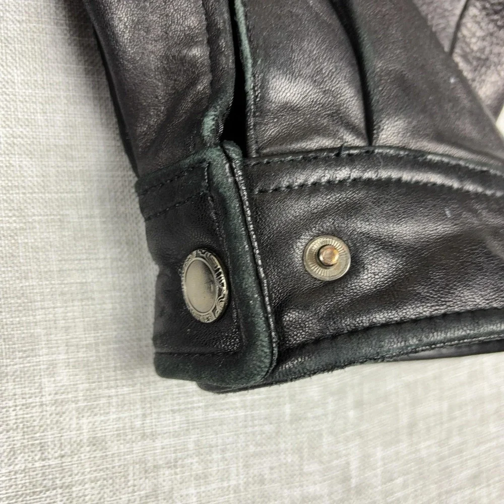 Boston Harbour Jacket Mens XL Black Leather Bomber Full Zip Elastic Hem Lined